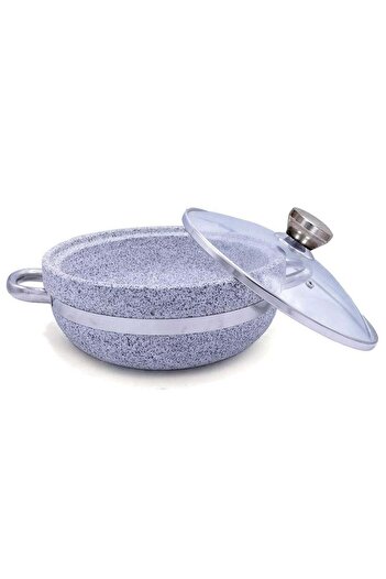 ELEGANT HOME Granite Stone Pot with Lid - Durable Cooking Pot 22cm
