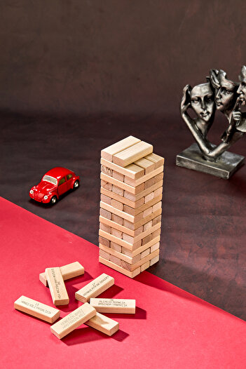 TOTTERİQ Tower Punishment Jenga Fun Balancing Game with Riddles 54 Pieces