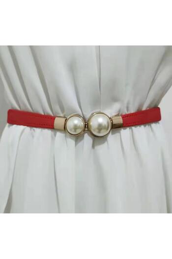 Desre Moda Pearl Detailed Thin Belt with Elastic Back Dress Belt Shirt Belt Coat Belt