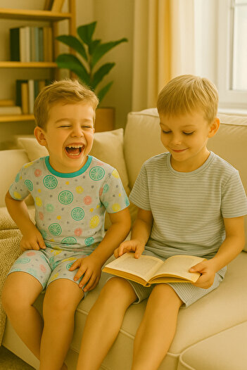 cimcim baby Lemon and Stripe Patterned Children's Shorts Set of Two