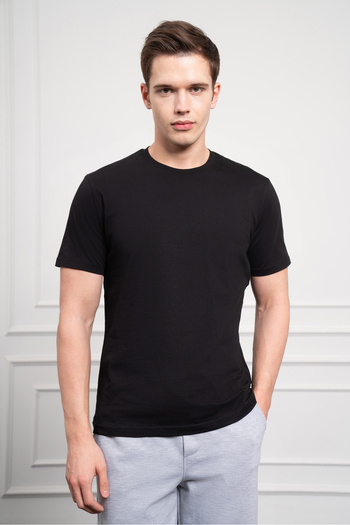 Morven Men's Black Basic Crew Neck Dynamic Fit Cotton T-Shirt