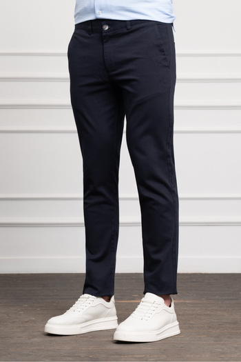 Morven Men's Navy Blue Slim Fit Slim Fit Chino Trousers