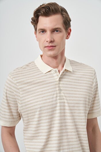 Morven Erkek Bej Trend Polo Yaka T-Shirt