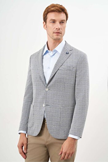 Morven Erkek Taş Örme Slim Fit Torba Cep Mono Yaka Spor Ceket