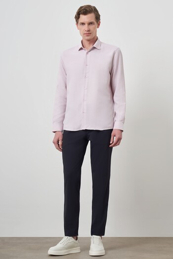 Morven Men's Pink Slim Fit Italian Collar Shirt