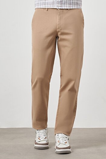 Morven Чоловічі ВІДКРИТІ КАВОВІ Бавовняні Штани з Білою Кишенею Dynamic Fit Chino