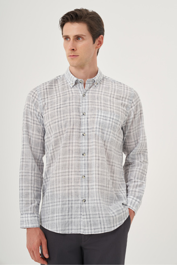 Morven Men's Black Linen Trend Regular Fit Buttoned Collar Shirt