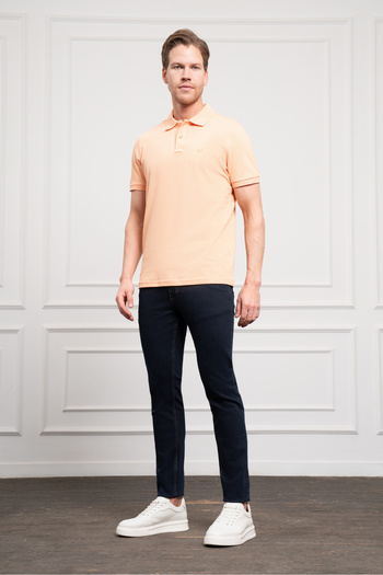 Morven Men's Salmon Basic Polo Neck Dynamic Fit T-Shirt