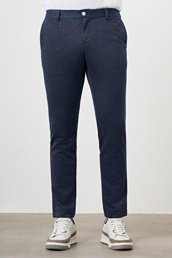 Morven Erkek Lacivert Poliviskon Trend Pileli Slim Fit Spor Pantolon