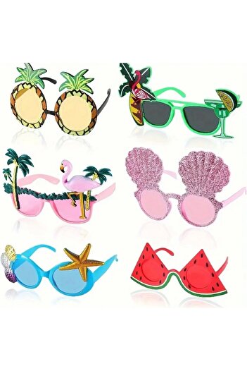 Store Tropical Party Glasses Set – 6-Piece Colorful Accessory