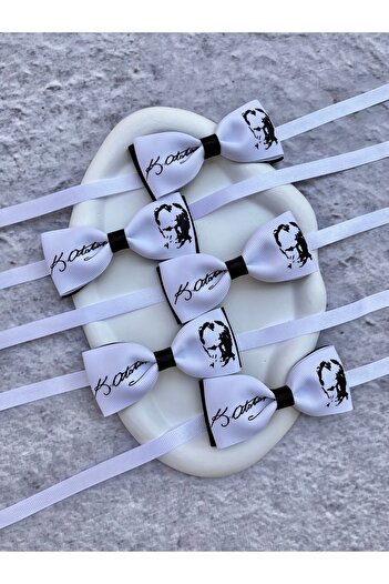 Toka Sepetim 29 October and 10 November Patterned Ataturk Signature Boys' Bow Tie - 10 Pieces