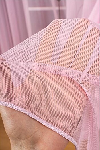 Buem Grek Pembe Tül 1 \ 3 Sık Pileli Kırışmaz Ütü İstemez Grek Pembe Tül Pano, Fon, Tül, Perde,