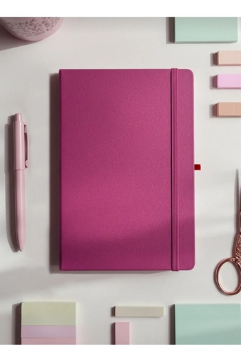 Copyder Fabric Hard Cover Undated Notebook Elastic Pen Holder Ivory Inner Page 13X21 cm