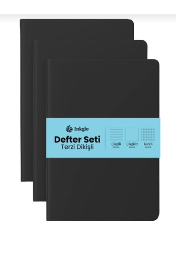 Copyder Plika Flexible Cover 80 Gr. Ivory Inner Paper - 3 Pieces of 40 Sheets 80 Pages with Sports Stitching