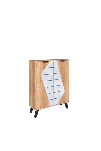 BAITY Malaysian Wooden Shoe Cabinet with 2 Doors and 5 Levels