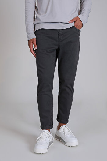 Lufian Helt Spor Erkek Chino Pantolon Slim Fit Koyu Gri