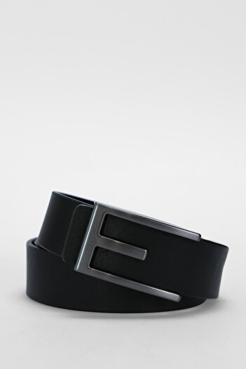 Lufian Mark Men's Black Leather Belt