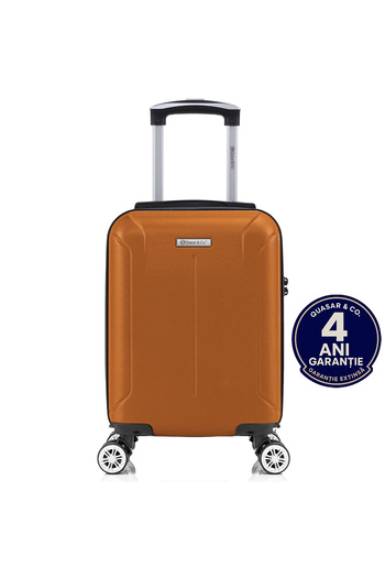 Quasar & Co. Cabin trolley, 40x30x20cm, hand luggage, trolley with lock, suitcase with 4 removable wheels, ABS, SMART, camel
