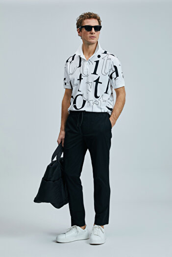 Lufian Glen Smart Erkek Chino Pantolon Slim Fit Siyah