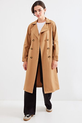 Hiccup Bdart Buttoned Two Lapel Long Trench Coat