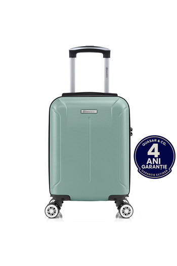 Quasar & Co. Troler cabina,40x30x20cm, bagaj de mana,troller cu cifru,valiza 4 roti detasabile,ABS,SMART,turcoaz