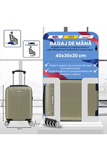 Quasar & Co. Cabin trolley, 40x30x20cm, hand luggage, trolley with lock, suitcase with 4 removable wheels, ABS, SMART, champagne
