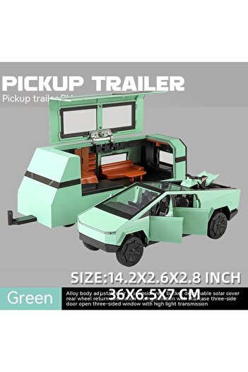 Choice Pickup RV Green 1:32 Toy Trucks for Boys Cybertruck Model Silver Pickup Truck Diecast Metal Toy Cars