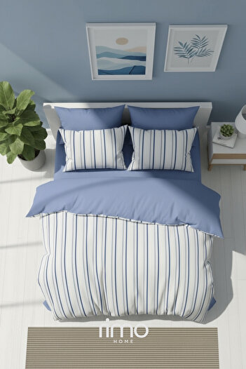 Rimo Home Blue Line - Set cuvertură dublă cu elastic și cearșaf