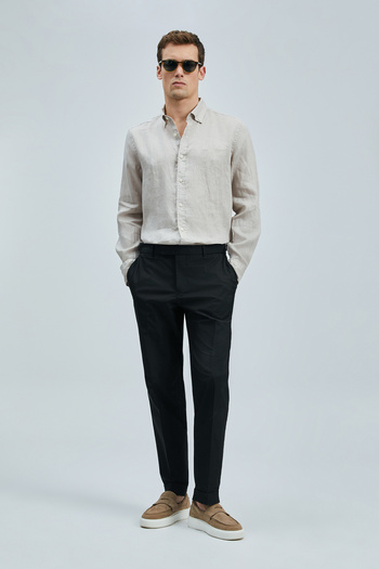 Lufian Men's Linen Shirt - Pitaya Beige, Comfort Fit