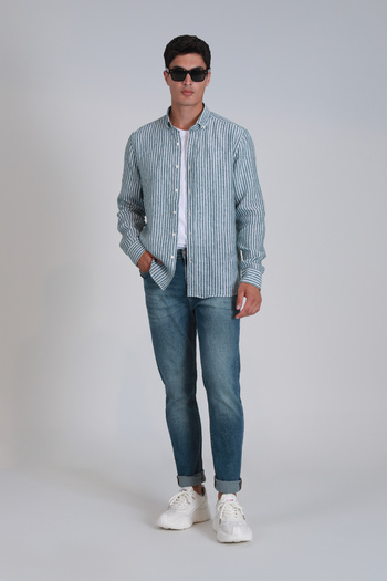 Lufian New Men's Basic Shirt Regular Fit Green