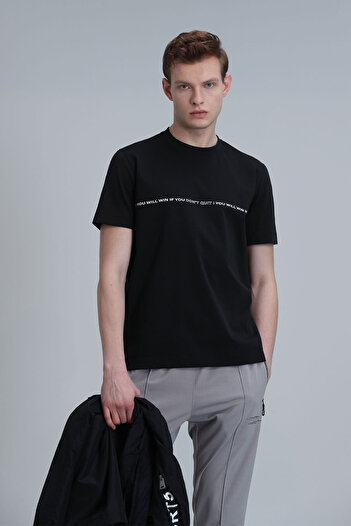 Lufian Black Carlos Modern Graphic T-Shirt