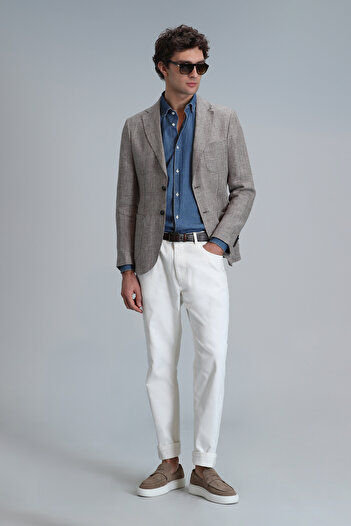 Lufian Luta Sports - Ανδρικό καφέ Slim Fit Blazer Jacket