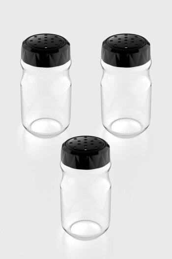 Renga Lexa 370 ml Set of 3 Glass Spice Jars 161016 Black