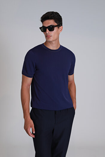 Lufian Steve Men's Sweater - Dark Saks Blue