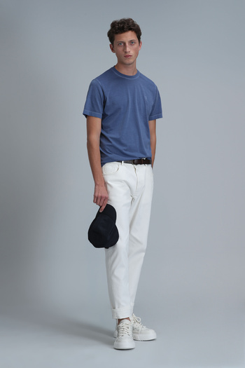 Lufian Sarder Men's Basic T-Shirt Blue