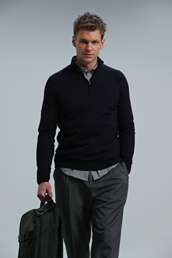 Lufian Face Men's Sweater Navy Blue