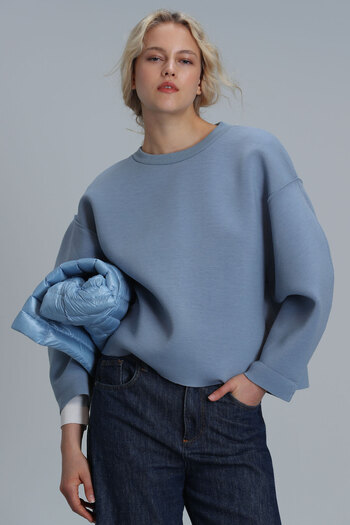 Lufian Blue Knitted Sweatshirt - Selin Women