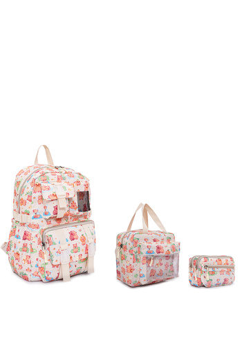 Crambler Kapibara School Bag Set of 3: Backpack, Thermal Lunch Bag, and Pencil Case