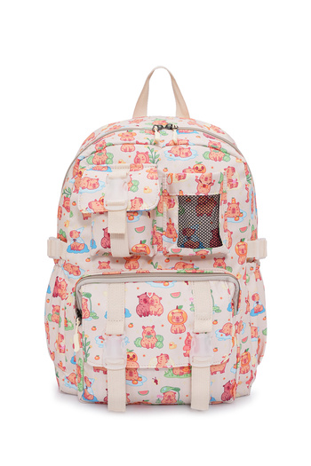 Crambler Kapibara School Bag Set of 3: Backpack, Thermal Lunch Bag, and Pencil Case