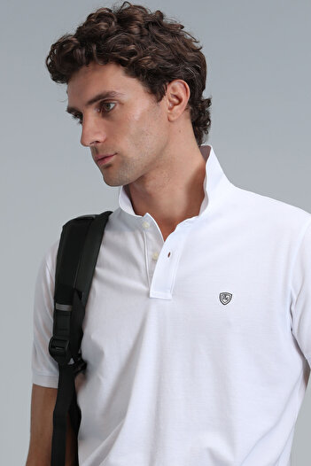 Lufian Laon Smart ανδρικό μπλουζάκι πόλο Slim Fit Λευκό