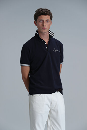 Lufian Ανδρικό μπλουζάκι πόλο Montana Smart Navy Blue