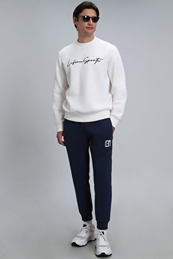 Lufian Lowe Erkek Sweatshirt Kırık Beyaz