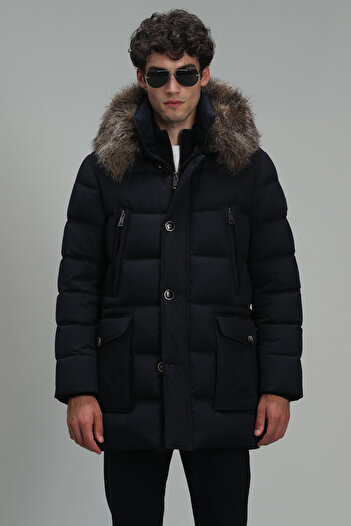Lufian Clark Goose Feather Men's Coat Navy Blue