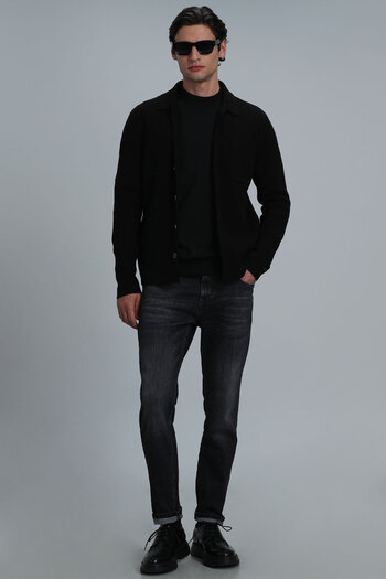 Lufian Solid Men's Cardigan Black