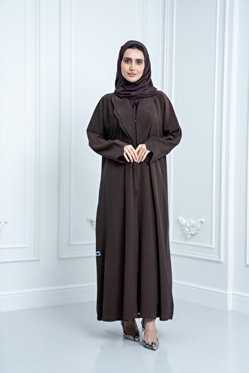 LAVİNİA Lavinia women's abaya, double collar, crepe fabric.
