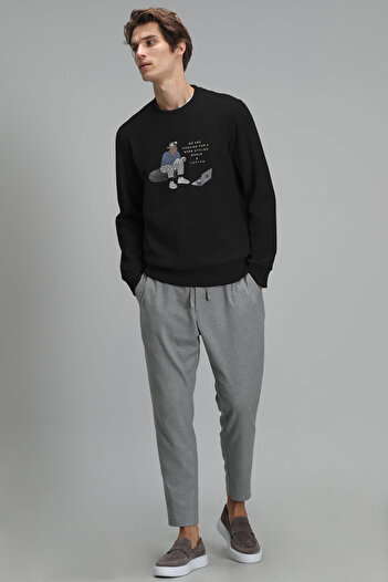 Lufian Donovan Erkek Sweatshirt Siyah