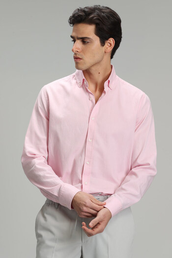 Lufian Daniel Ανδρικό - Smart Casual Pink Slim Fit πουκάμισο