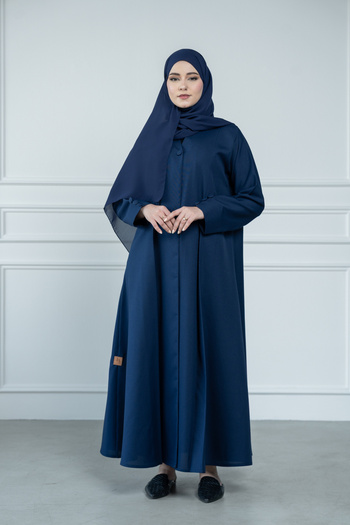 LAVİNİA Lavinia women's abaya with front and back pleats, mini crepe fabric, half-cloche