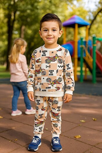 Yalçınoğlu Kids Boys' Printed Suit I Casual, Home Wear for School, Daycare, and Park (1 Size up Is Recommended)