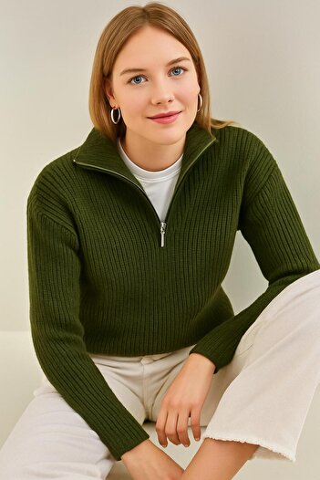 NewCabin New Season Women's Half Zip Rib Knitwear Sweater
